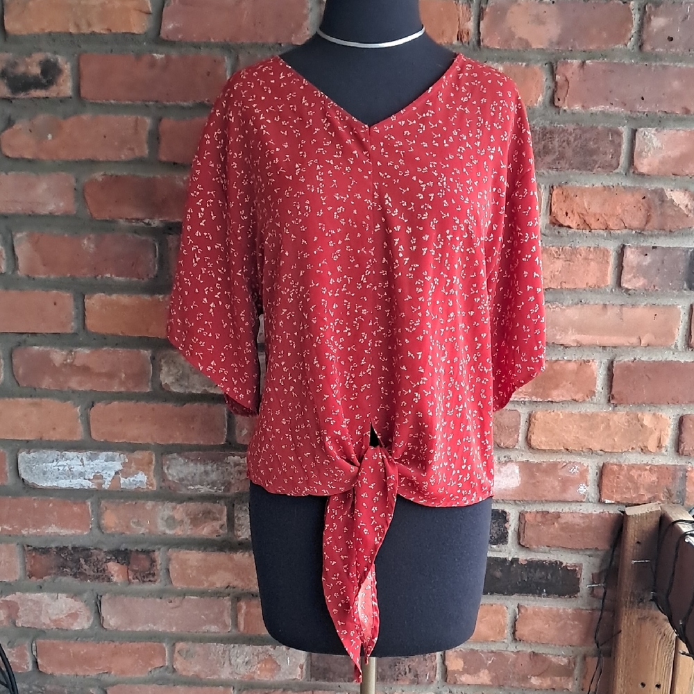 Red Floral Women's Blouse